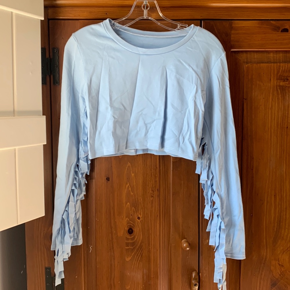 Dolls kill fringe long sleeve crop top
